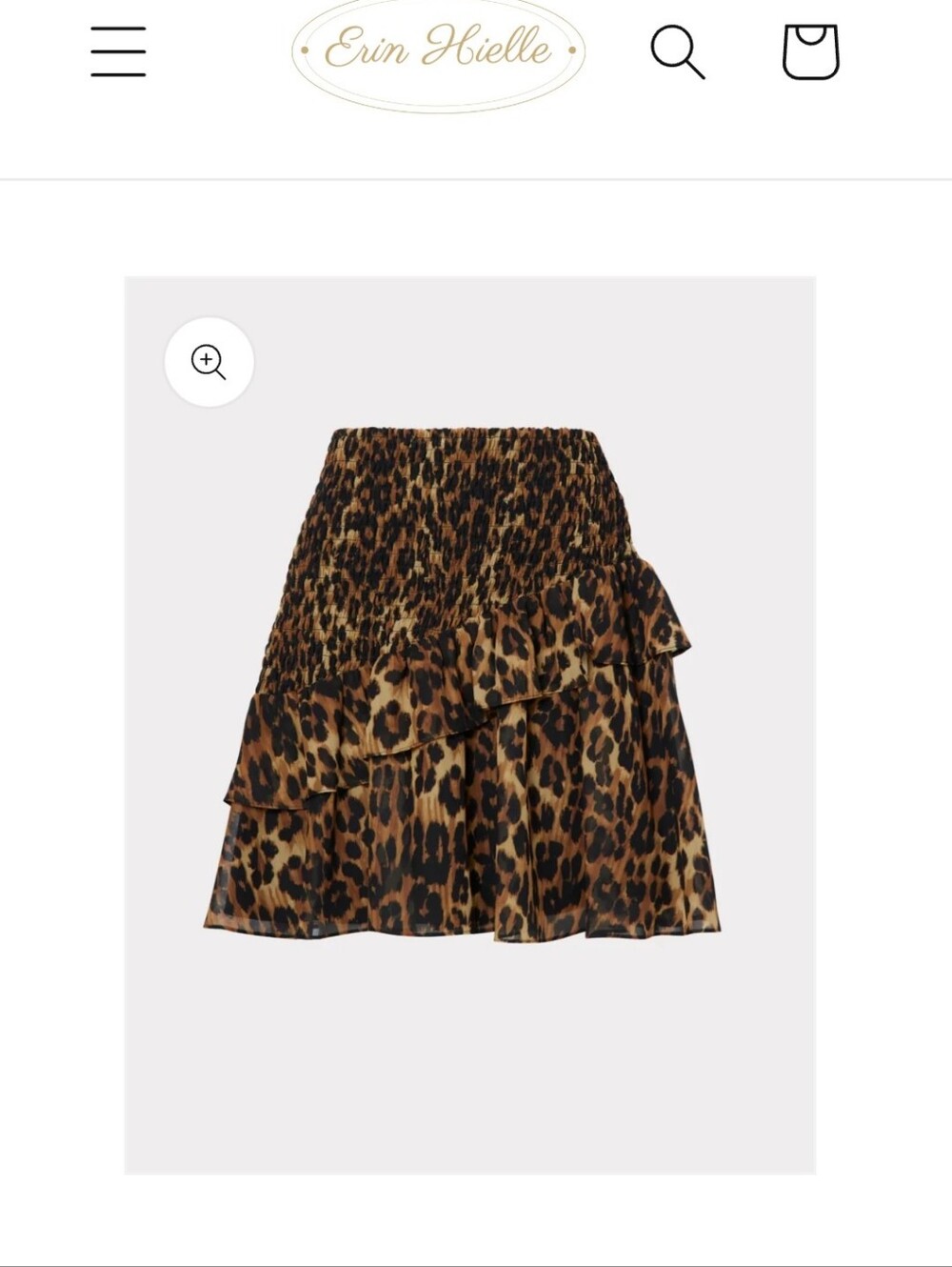 Milly Ginny Leopard Mini‎ Skirt. Size 6 NWT. Smocked Stretch.